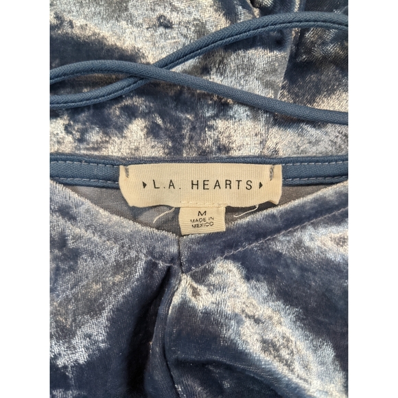 PAC SUN | L.A. Hearts Baby Blue Crushed Velvet Romper - Picture 3 of 3